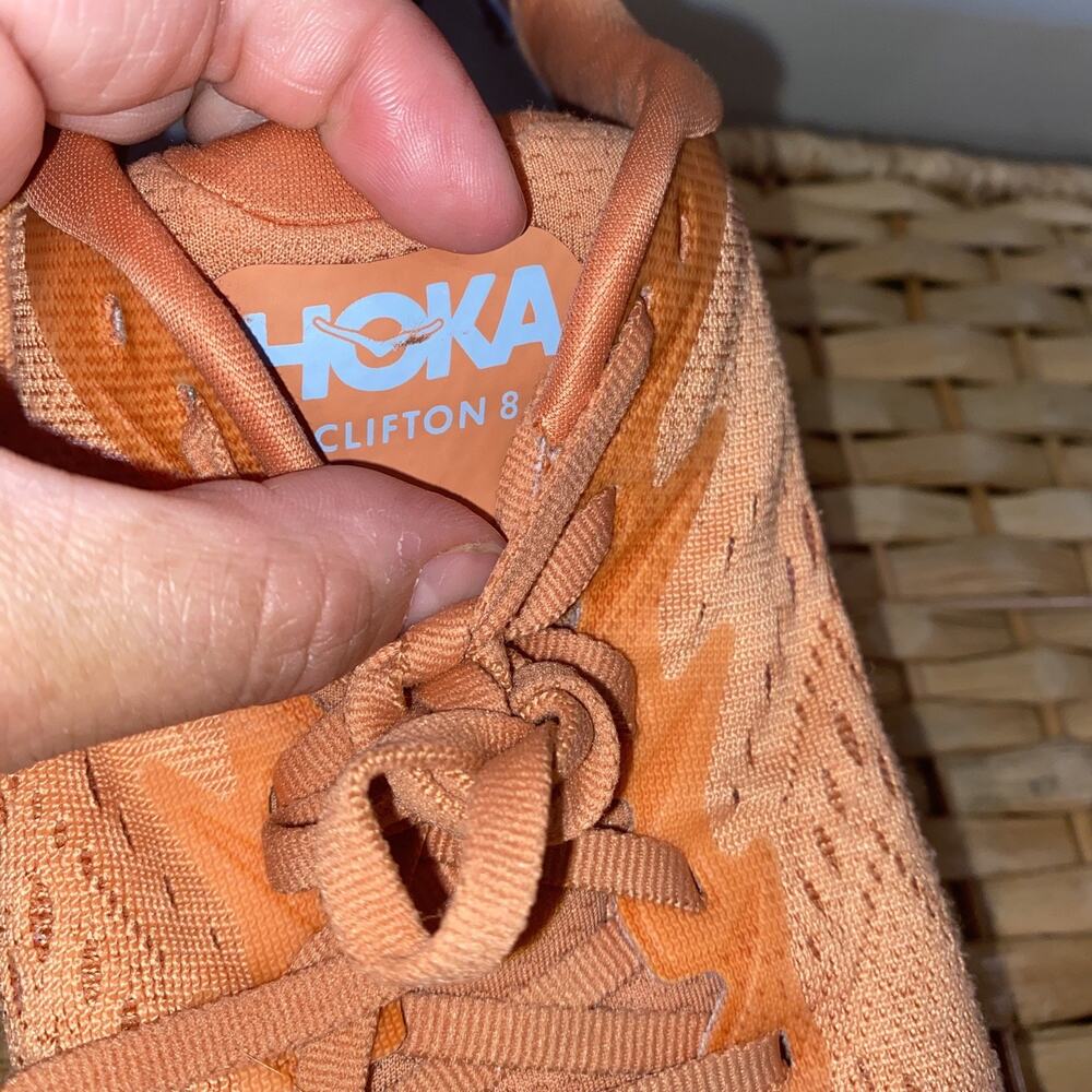 HOKA One One Clifton 8 Women 10.5 Wide Sun Baked Shell Coral Run Walking Shoes - Picture 9 of 15